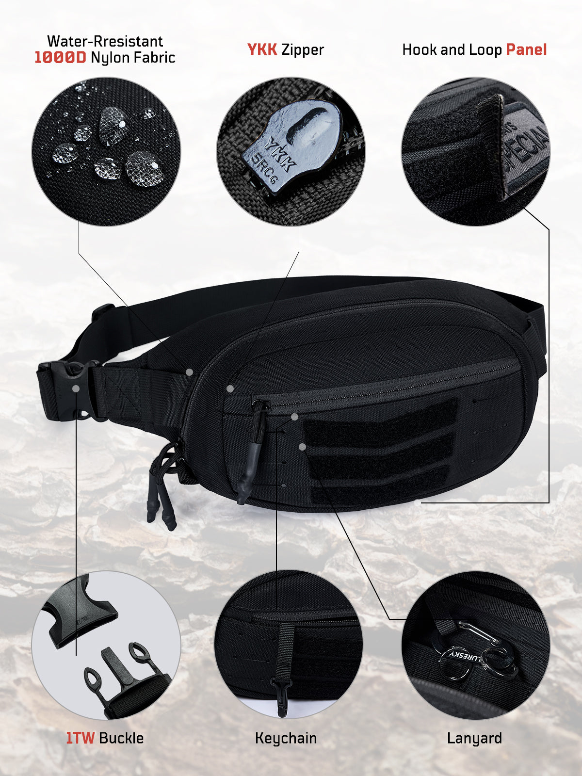 1TG Tactical Fanny Pack for Men Women